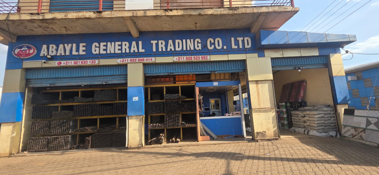 AGT branch store in Juba stocked with steel sections, tubes and cement